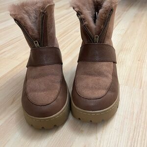Australia Lux Collective Brown Sheepskin Leather/ Shearling Lined Boots